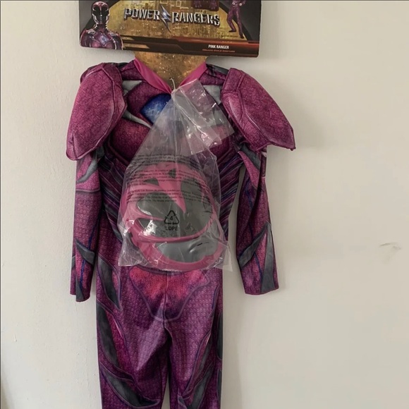 Pink Ranger Deluxe Child Costume Power Rangers Mask Gloves Girls Medium 7-8 New - Picture 2 of 11